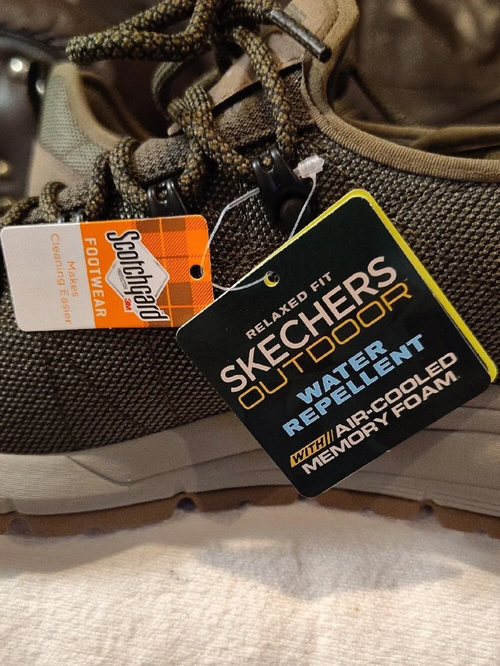 Skechers Men's Dark Green and Tan Outdoor Lace-Up Athletic Shoes